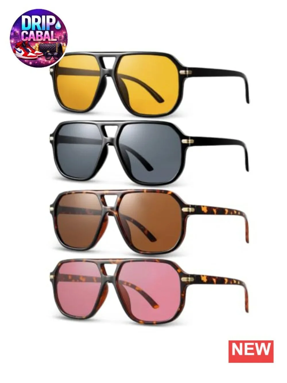 Oversized Square Sunglasses with UV400 Protection - Retro 70s Style Shades for